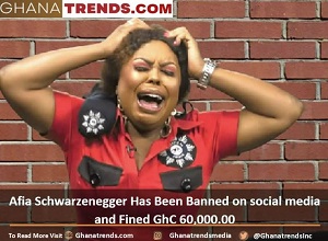 afia schwarzenegger has been banned from social media and fined ghc 60,000