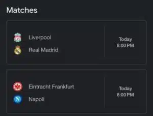 champions league fixtures for today