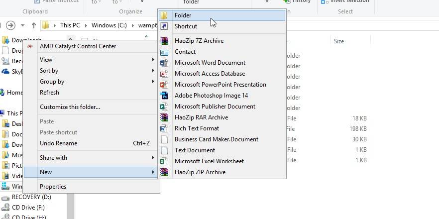 create a new folder in www