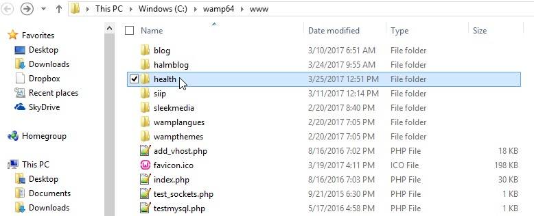 health folder in www