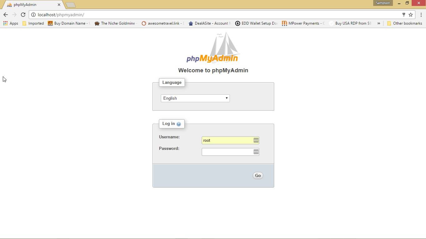php myadmin page