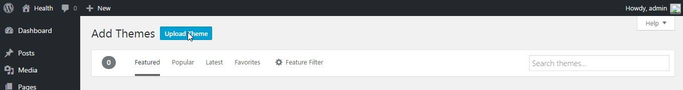 click on upload theme