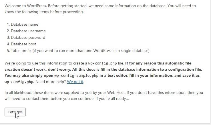 wordpress run wizard