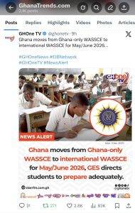 Ghana returns to international WASSCE 2026